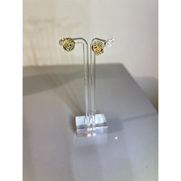 Knotted Gold Tone Chain Earrings Pierced - Picture 3 of 5